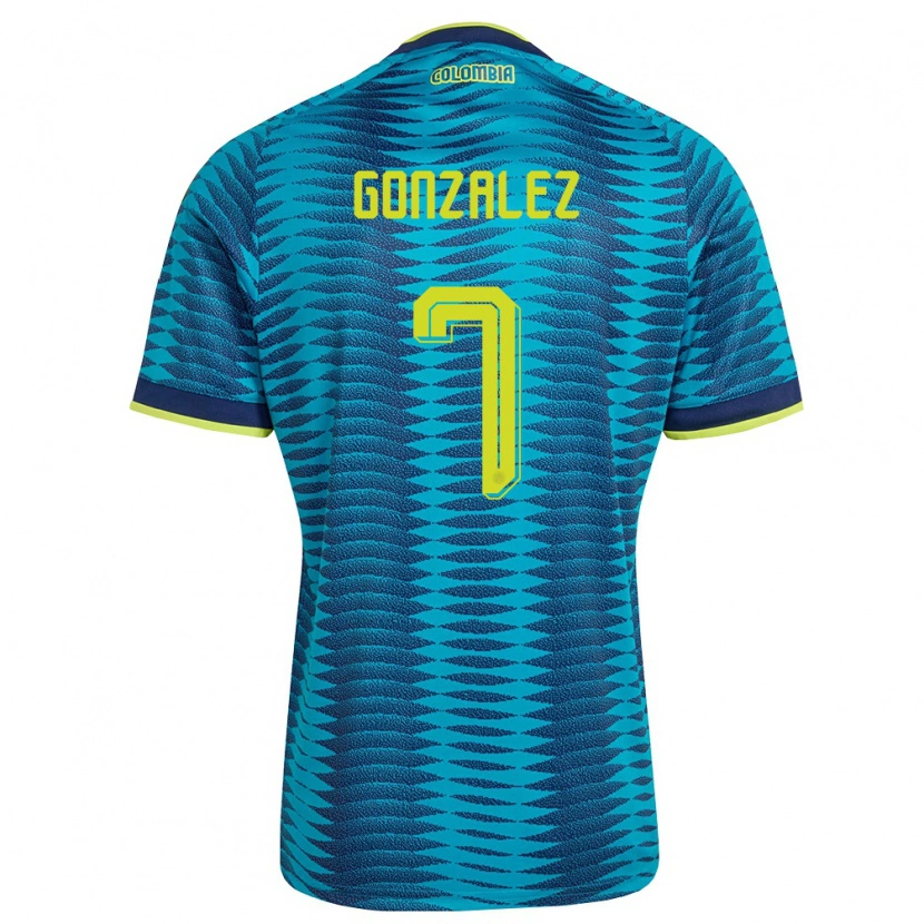 Danxen Mujer Camiseta Colombia Celis González #7 Azul Amarillo Marino 2ª Equipación 26-28 La Camisa México
