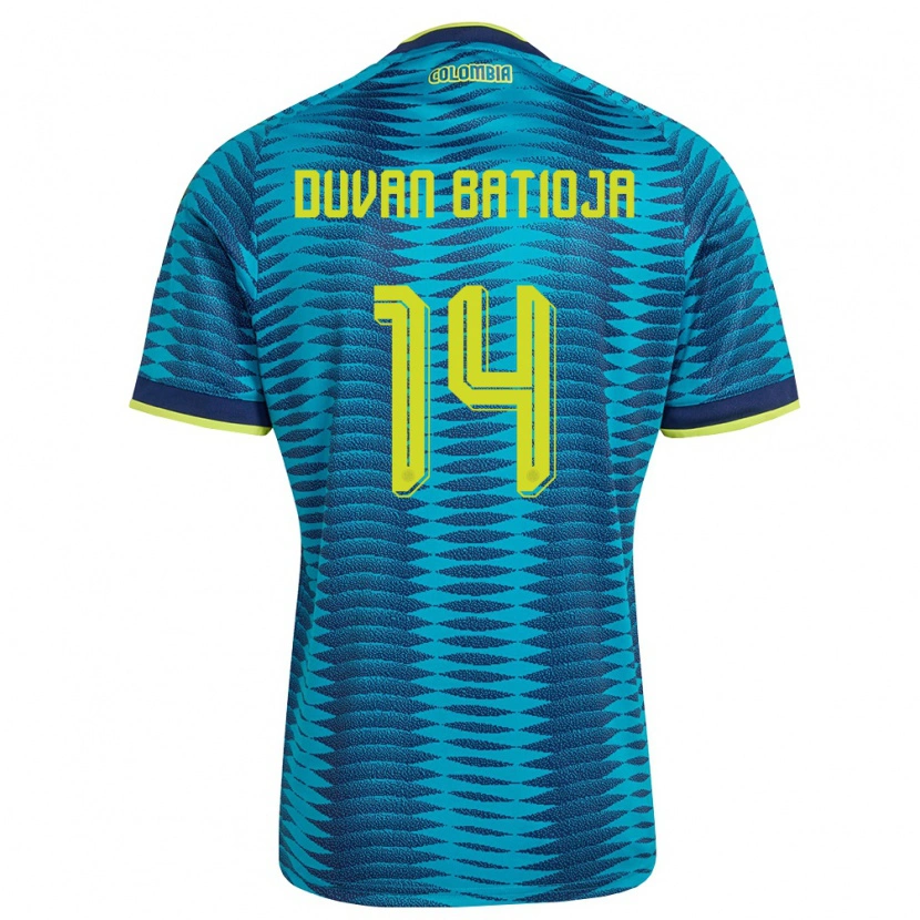 Danxen Mujer Camiseta Colombia Andy Duván Batioja #14 Azul Amarillo Marino 2ª Equipación 26-28 La Camisa México