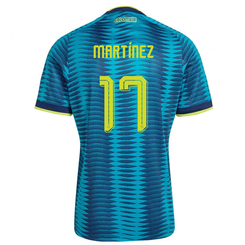 Danxen Mujer Camiseta Colombia Weiner Martínez #17 Azul Amarillo Marino 2ª Equipación 26-28 La Camisa México