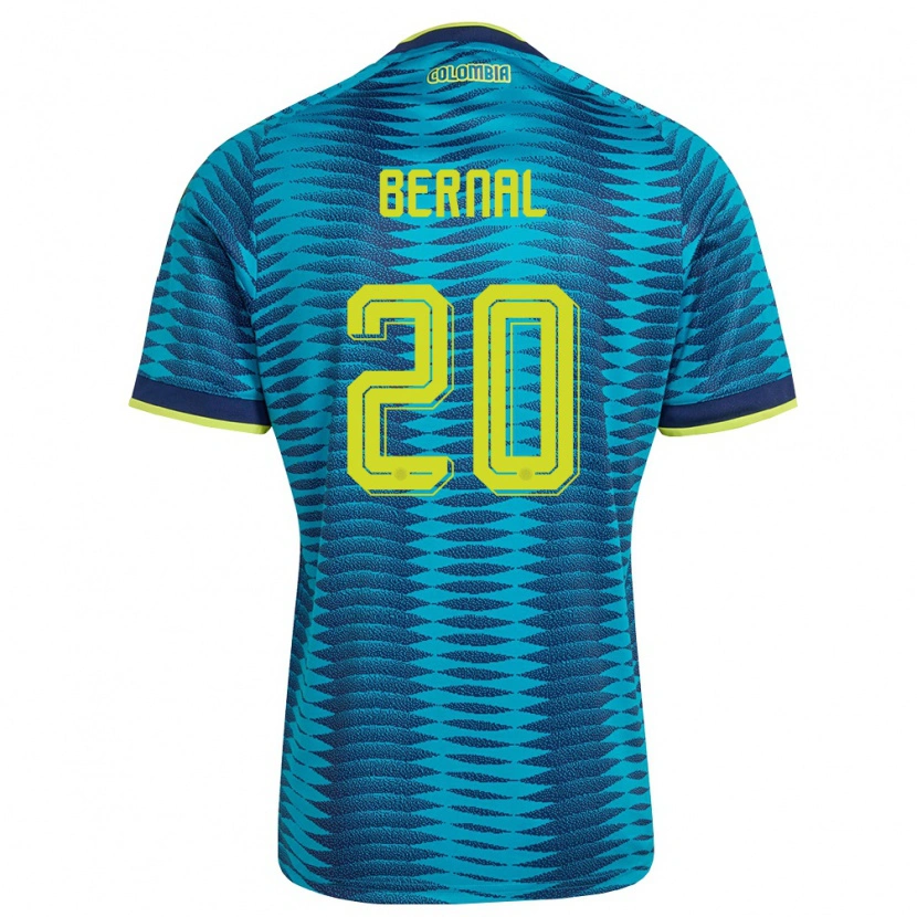 Danxen Mujer Camiseta Colombia Nicolas Bernal #20 Azul Amarillo Marino 2ª Equipación 26-28 La Camisa México
