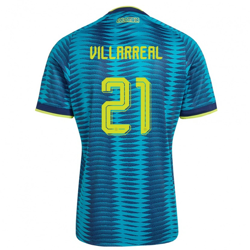 Danxen Mujer Camiseta Colombia Néiser Villarreal #21 Azul Amarillo Marino 2ª Equipación 26-28 La Camisa México