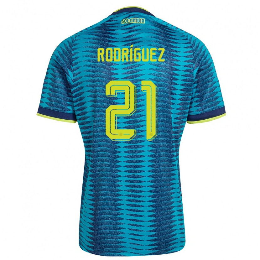 Danxen Mujer Camiseta Colombia David Rodríguez #21 Azul Amarillo Marino 2ª Equipación 26-28 La Camisa México