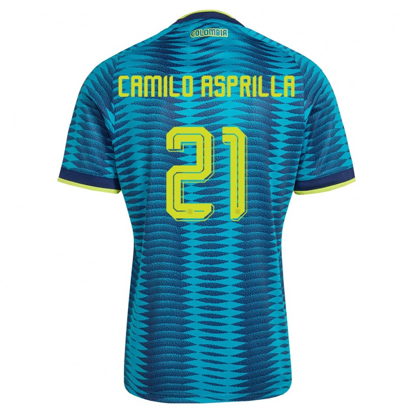 Danxen Mujer Camiseta Colombia Juan Camilo Asprilla #21 Azul Amarillo Marino 2ª Equipación 26-28 La Camisa México