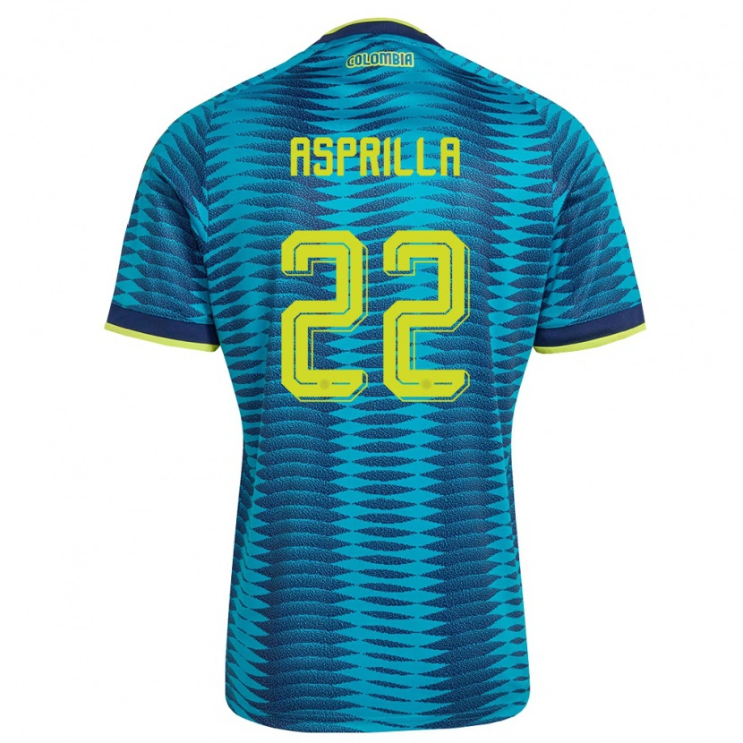 Danxen Mujer Camiseta Colombia Yáser Asprilla #22 Azul Amarillo Marino 2ª Equipación 26-28 La Camisa México