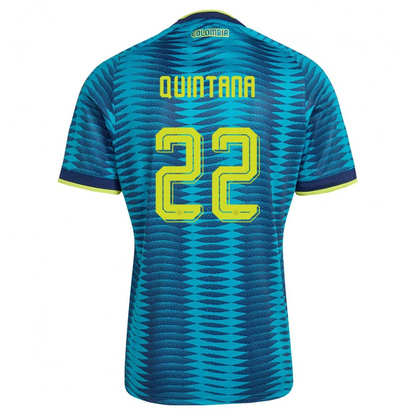 Danxen Mujer Camiseta Colombia Breiner Quintana #22 Azul Amarillo Marino 2ª Equipación 26-28 La Camisa México
