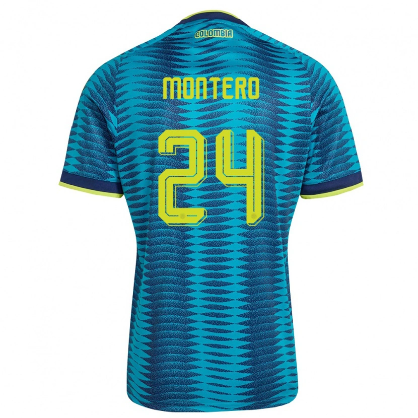 Danxen Mujer Camiseta Colombia Álvaro Montero #24 Azul Amarillo Marino 2ª Equipación 26-28 La Camisa México