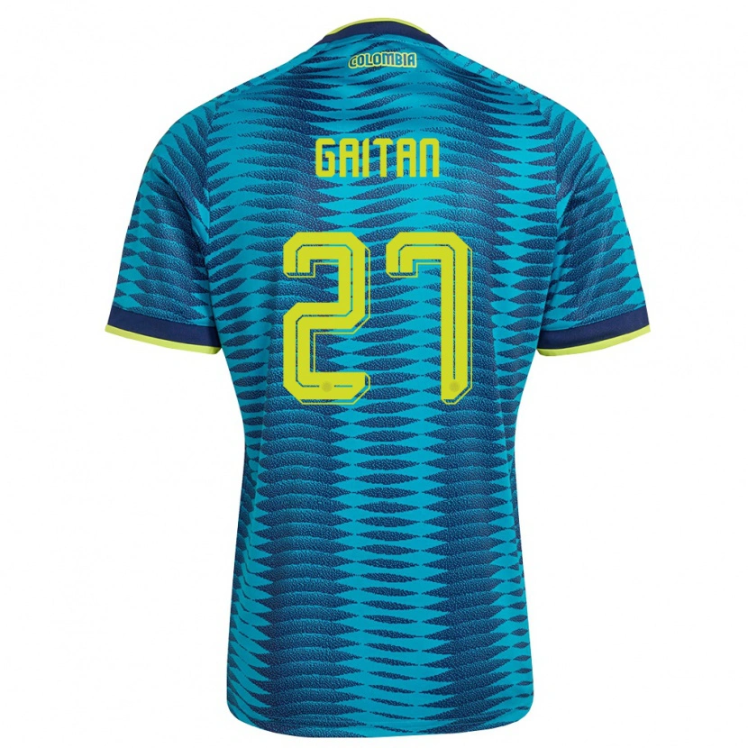 Danxen Mujer Camiseta Colombia Natalia Gaitán #27 Azul Amarillo Marino 2ª Equipación 26-28 La Camisa México