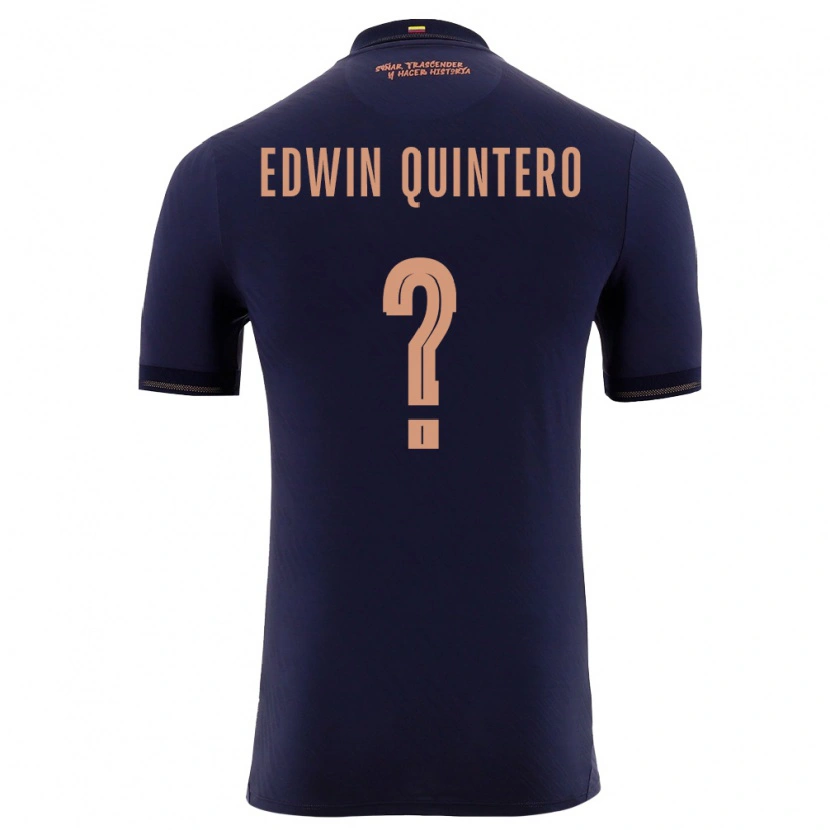 Danxen Mujer Camiseta Ecuador Edwin Quintero #0 Marino Oro 2ª Equipación 26-28 La Camisa México