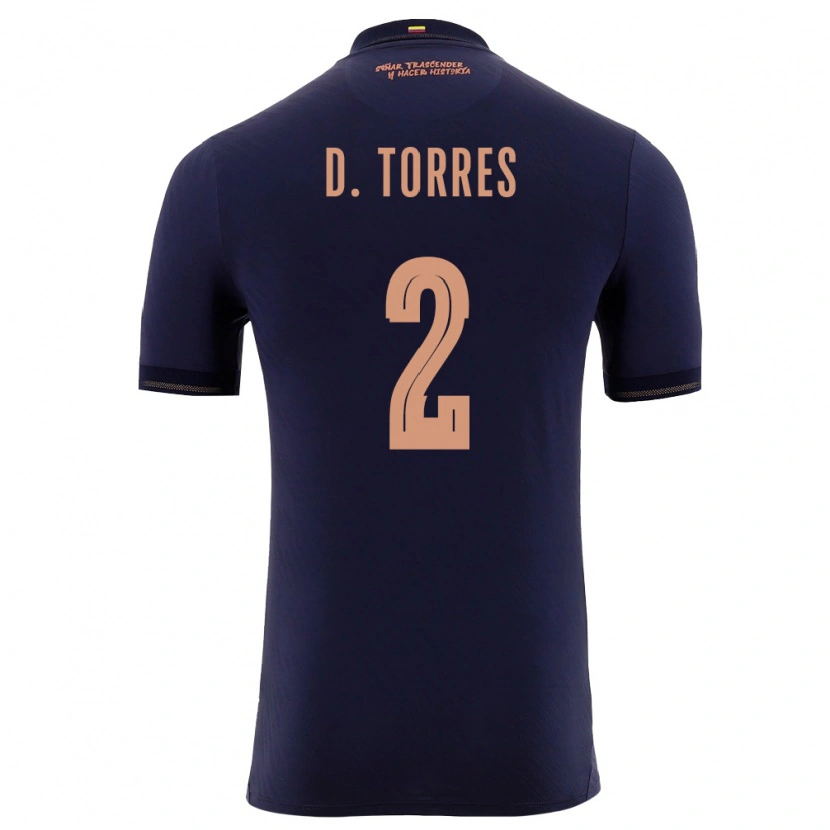 Danxen Mujer Camiseta Ecuador Darío Torres #2 Marino Oro 2ª Equipación 26-28 La Camisa México