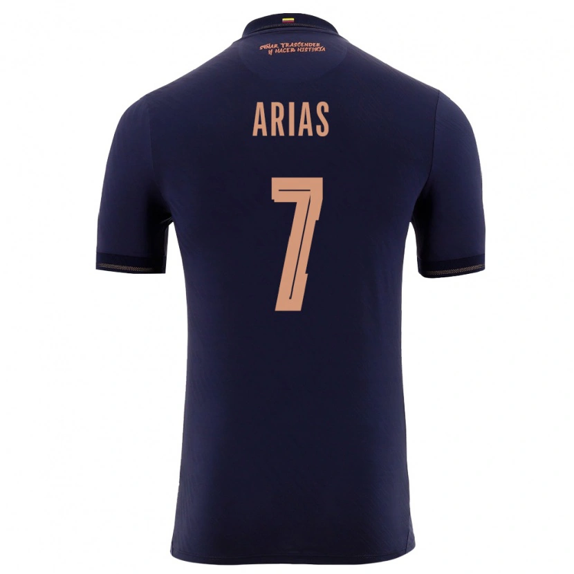 Danxen Mujer Camiseta Ecuador Emily Arias #7 Marino Oro 2ª Equipación 26-28 La Camisa México