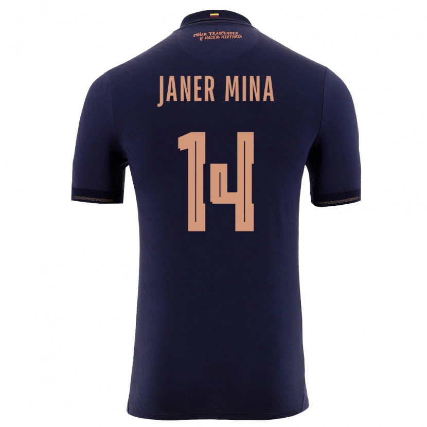 Danxen Mujer Camiseta Ecuador Janer Mina #14 Marino Oro 2ª Equipación 26-28 La Camisa México