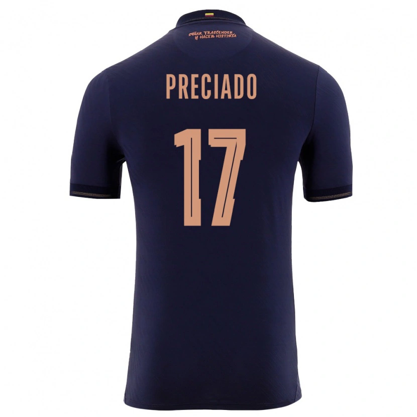 Danxen Mujer Camiseta Ecuador Angelo Preciado #17 Marino Oro 2ª Equipación 26-28 La Camisa México