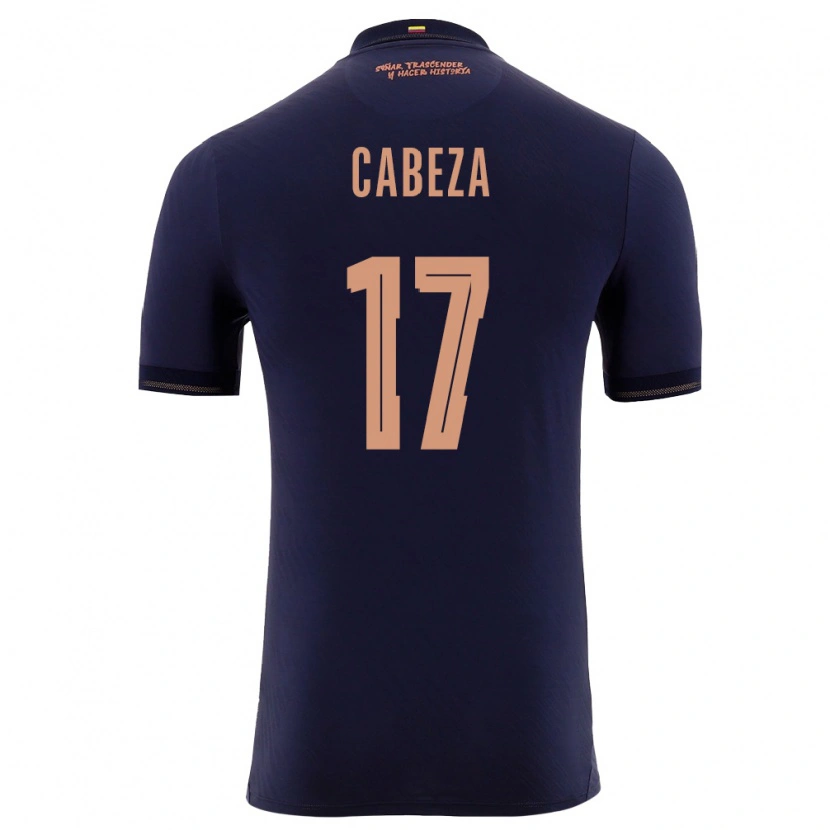 Danxen Mujer Camiseta Ecuador Eduín Cabeza #17 Marino Oro 2ª Equipación 26-28 La Camisa México