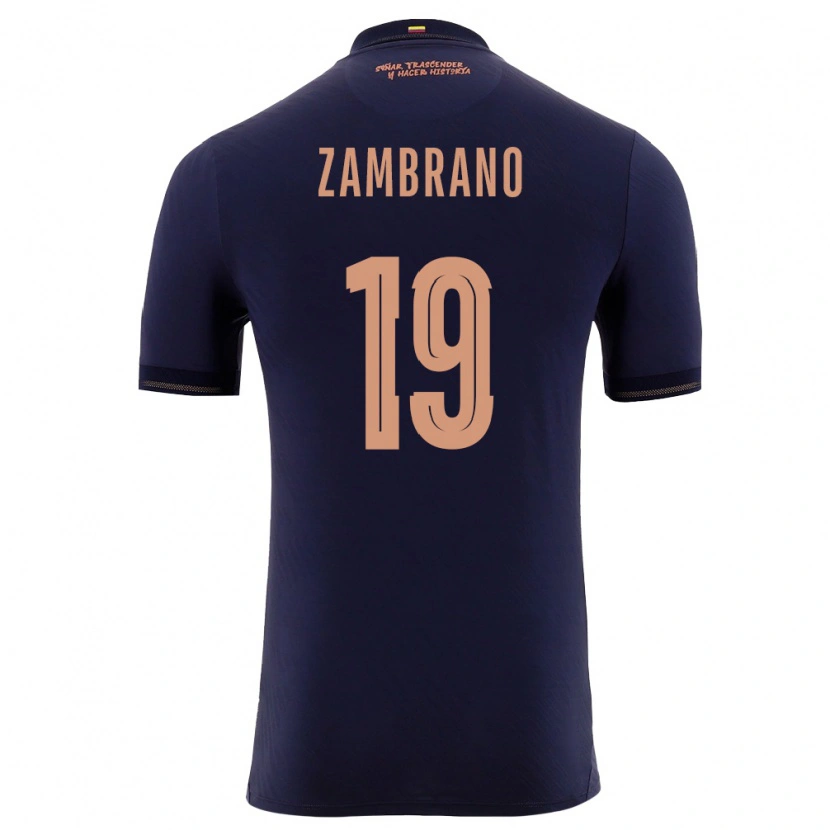 Danxen Mujer Camiseta Ecuador Cristhoper Zambrano #19 Marino Oro 2ª Equipación 26-28 La Camisa México
