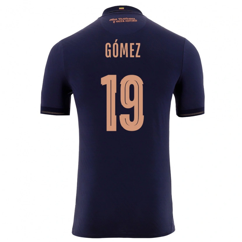 Danxen Mujer Camiseta Ecuador Aníbal Gómez #19 Marino Oro 2ª Equipación 26-28 La Camisa México