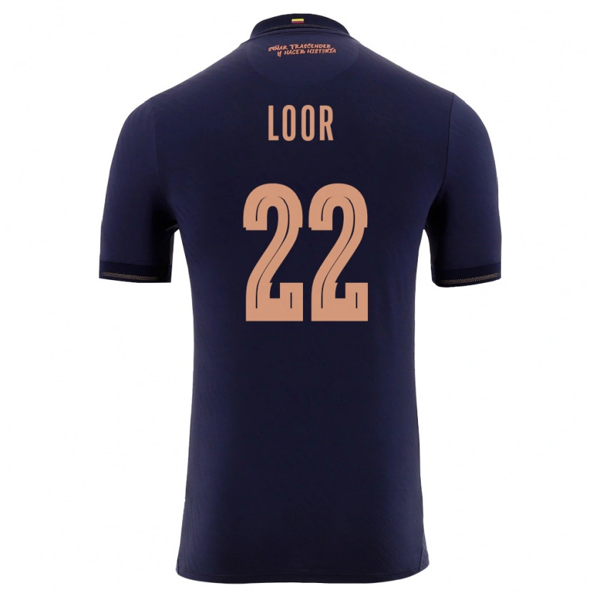 Danxen Mujer Camiseta Ecuador Cristhian Loor #22 Marino Oro 2ª Equipación 26-28 La Camisa México