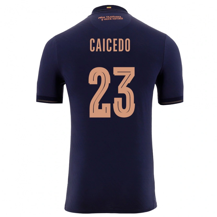 Danxen Mujer Camiseta Ecuador Moisés Caicedo #23 Marino Oro 2ª Equipación 26-28 La Camisa México