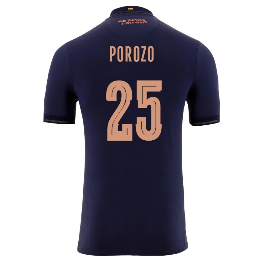 Danxen Mujer Camiseta Ecuador Jackson Porozo #25 Marino Oro 2ª Equipación 26-28 La Camisa México