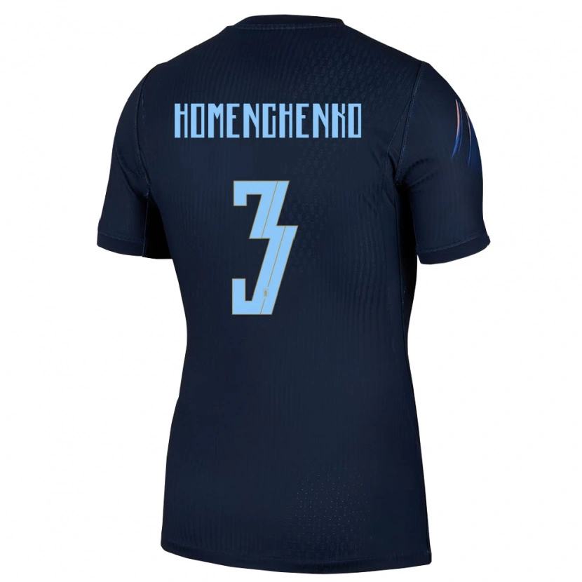 Danxen Mujer Camiseta Uruguay Santiago Homenchenko #3 Negro Azul 2ª Equipación 26-28 La Camisa México