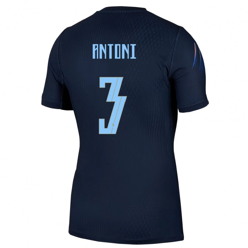 Danxen Mujer Camiseta Uruguay Mateo Antoni #3 Negro Azul 2ª Equipación 26-28 La Camisa México