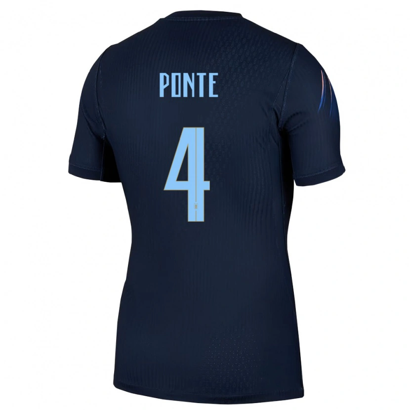 Danxen Mujer Camiseta Uruguay Mateo Ponte #4 Negro Azul 2ª Equipación 26-28 La Camisa México
