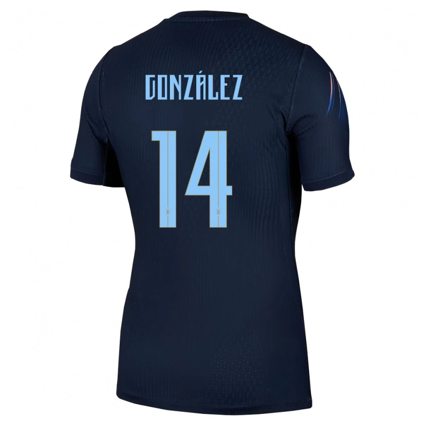 Danxen Mujer Camiseta Uruguay Pilar Gonzalez #14 Negro Azul 2ª Equipación 26-28 La Camisa México