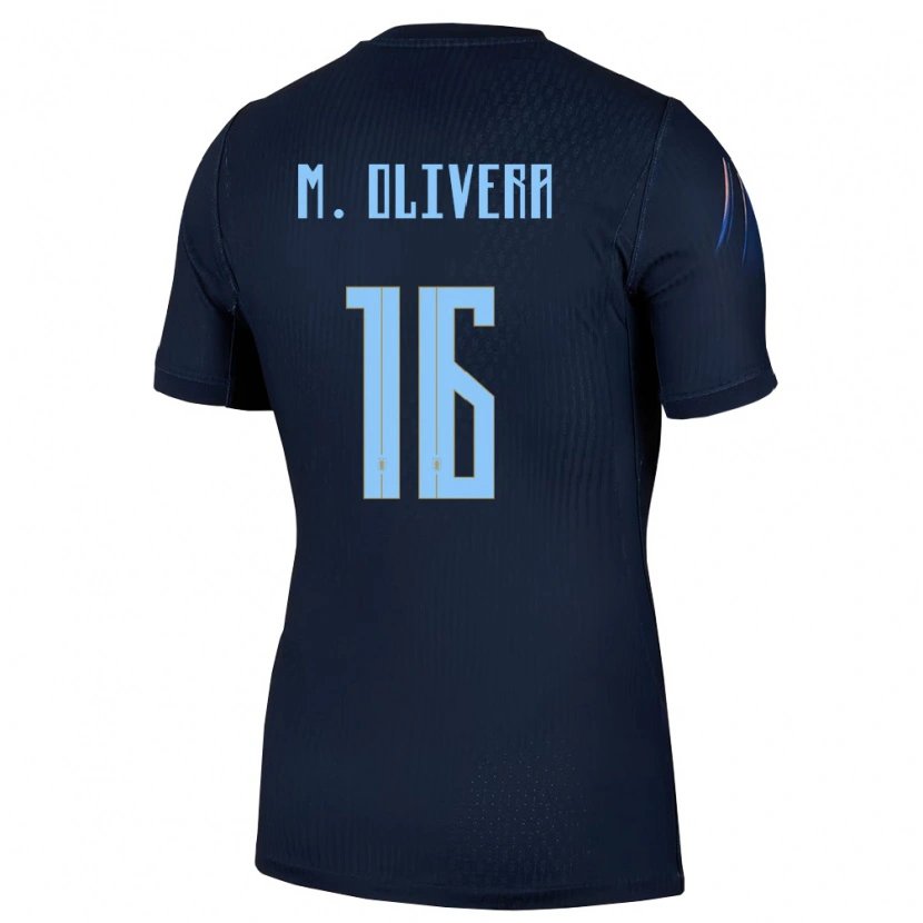 Danxen Mujer Camiseta Uruguay Mathías Olivera #16 Negro Azul 2ª Equipación 26-28 La Camisa México