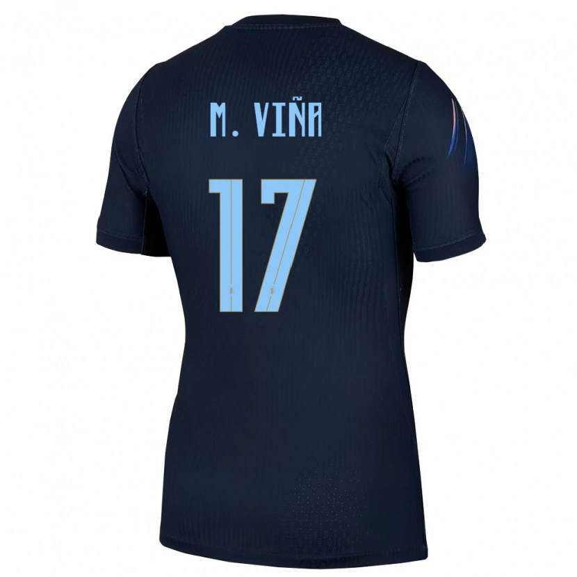 Danxen Mujer Camiseta Uruguay Matías Viña #17 Negro Azul 2ª Equipación 26-28 La Camisa México