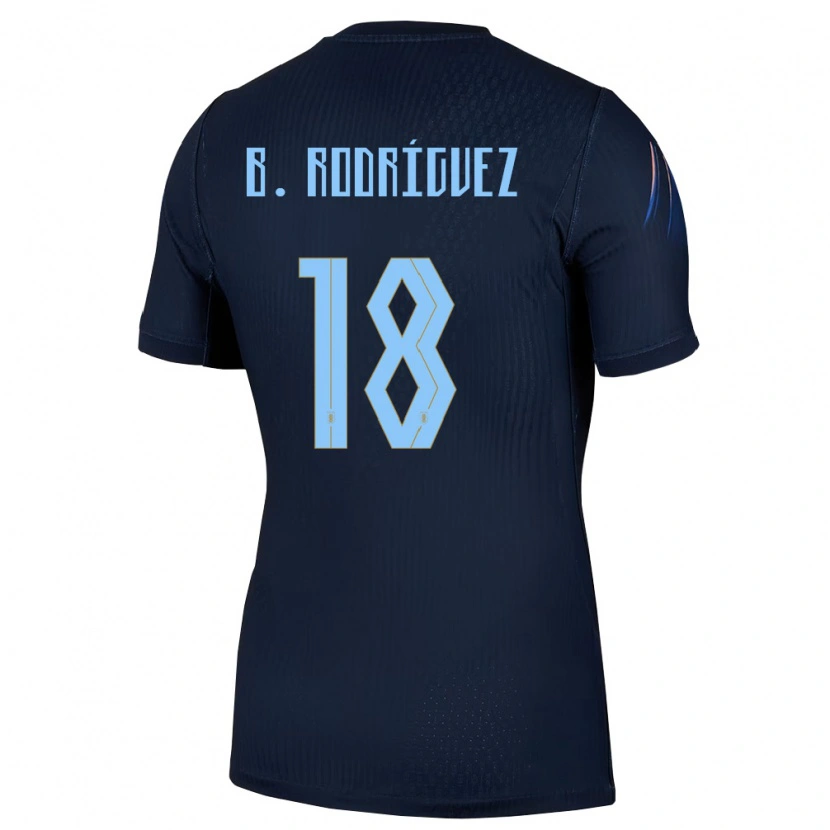 Danxen Mujer Camiseta Uruguay Brian Rodríguez #18 Negro Azul 2ª Equipación 26-28 La Camisa México