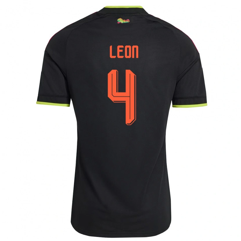 Danxen Mujer Camiseta Perú Mía León #4 Negro Amarillo Rosa 2ª Equipación 26-28 La Camisa México