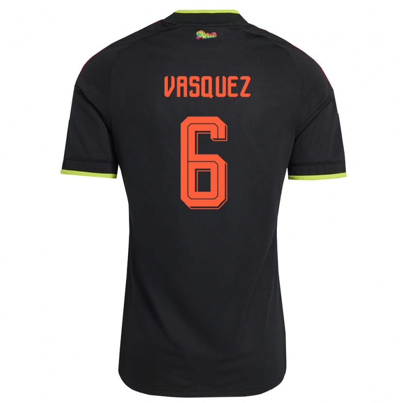 Danxen Mujer Camiseta Perú Fabio Vasquez #6 Negro Amarillo Rosa 2ª Equipación 26-28 La Camisa México