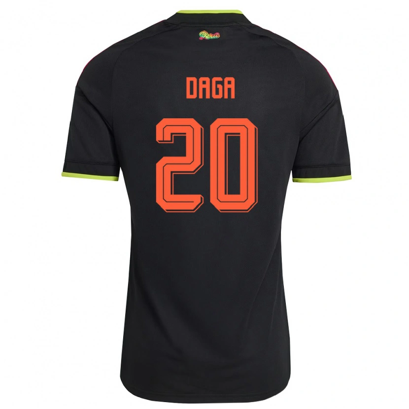 Danxen Mujer Camiseta Perú Azucena Daga #20 Negro Amarillo Rosa 2ª Equipación 26-28 La Camisa México