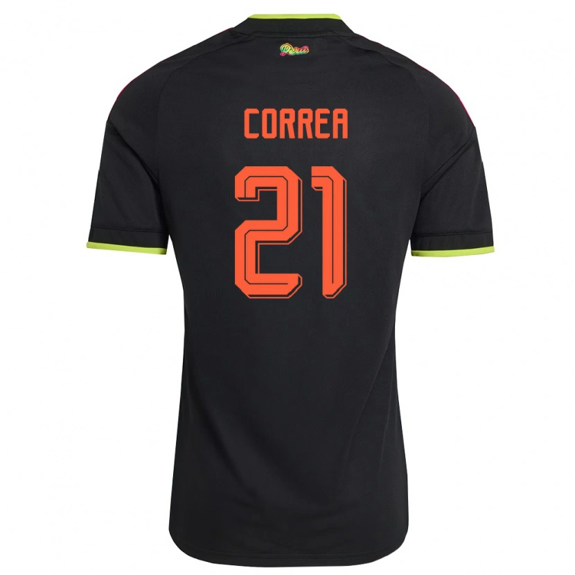 Danxen Mujer Camiseta Perú Alexis Correa #21 Negro Amarillo Rosa 2ª Equipación 26-28 La Camisa México