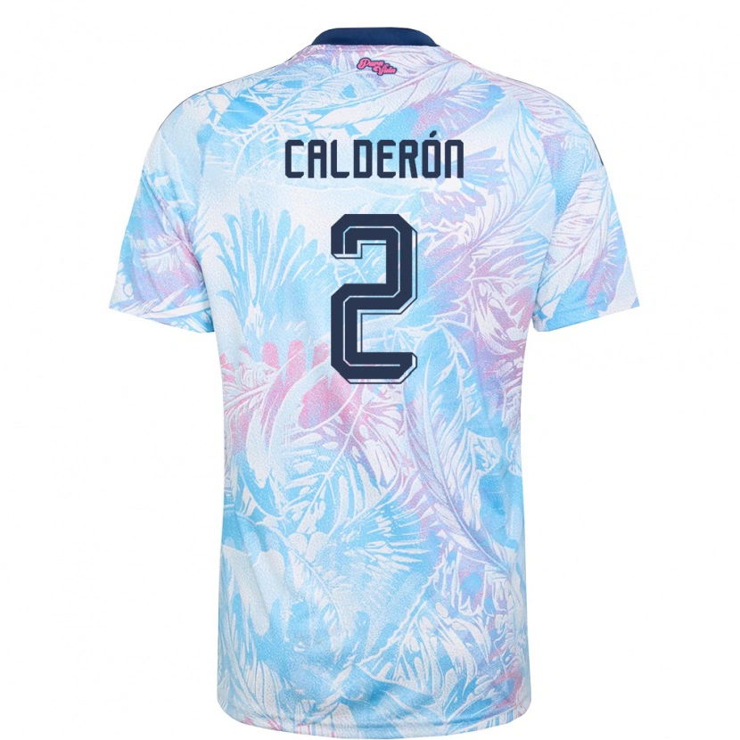 Danxen Mujer Camiseta Costa Rica Brayan Calderón #2 Azul Cielo Marino Rosa 2ª Equipación 26-28 La Camisa México