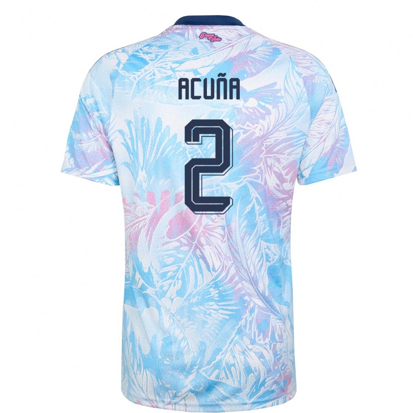 Danxen Mujer Camiseta Costa Rica Sebastián Acuña #2 Azul Cielo Marino Rosa 2ª Equipación 26-28 La Camisa México