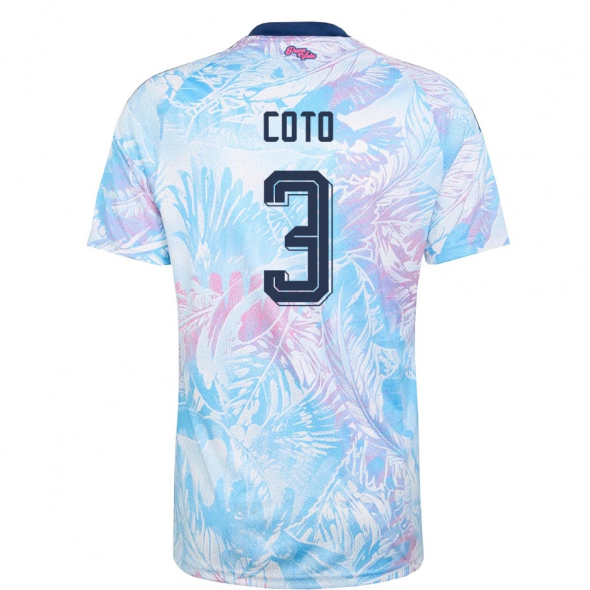 Danxen Mujer Camiseta Costa Rica Maria Coto #3 Azul Cielo Marino Rosa 2ª Equipación 26-28 La Camisa México