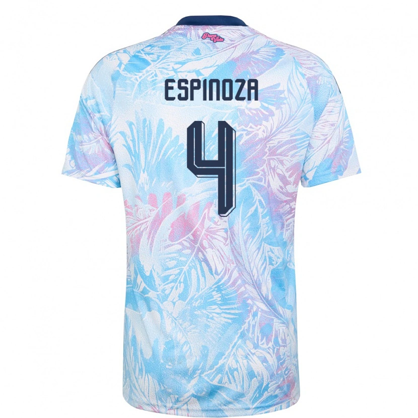 Danxen Mujer Camiseta Costa Rica Adrián Espinoza #4 Azul Cielo Marino Rosa 2ª Equipación 26-28 La Camisa México