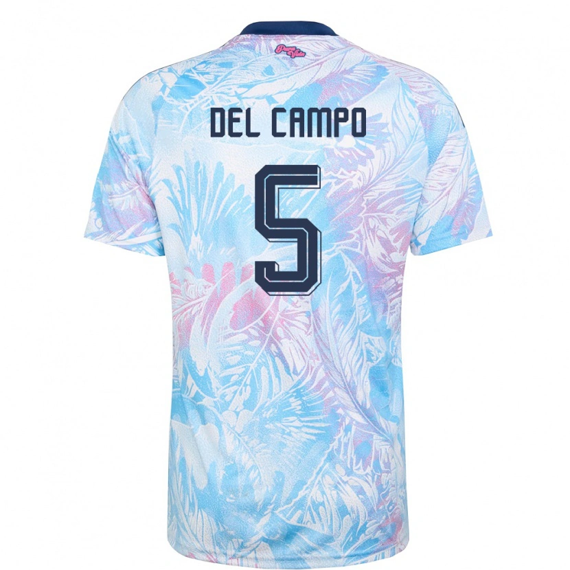 Danxen Mujer Camiseta Costa Rica Valeria Del Campo #5 Azul Cielo Marino Rosa 2ª Equipación 26-28 La Camisa México