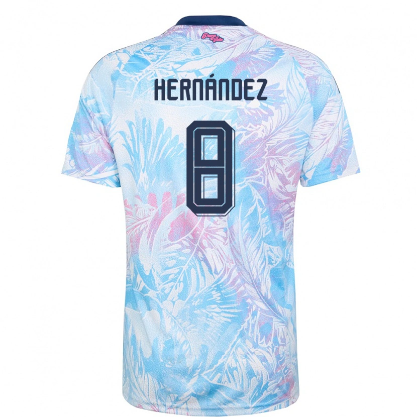 Danxen Mujer Camiseta Costa Rica Emmanuel Hernández #8 Azul Cielo Marino Rosa 2ª Equipación 26-28 La Camisa México