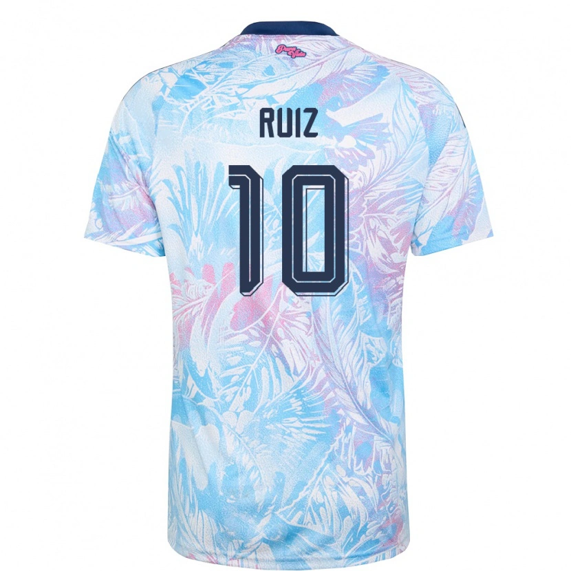 Danxen Mujer Camiseta Costa Rica Bryan Ruiz #10 Azul Cielo Marino Rosa 2ª Equipación 26-28 La Camisa México