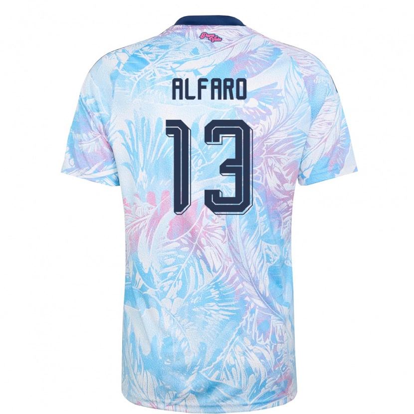 Danxen Mujer Camiseta Costa Rica Marshall Alfaro #13 Azul Cielo Marino Rosa 2ª Equipación 26-28 La Camisa México