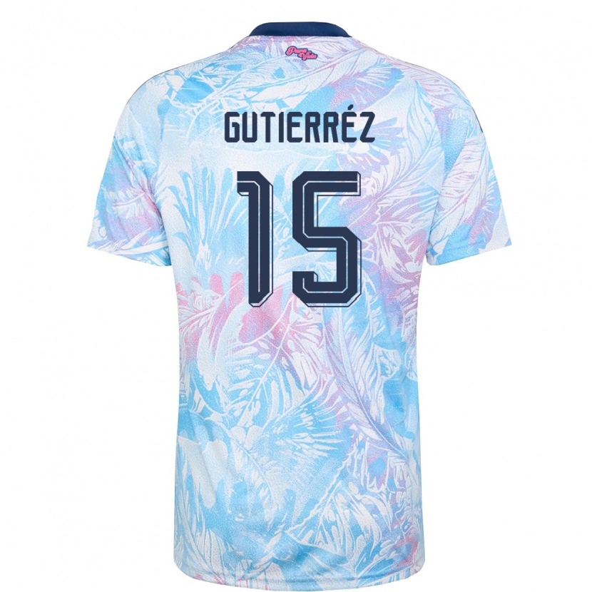 Danxen Mujer Camiseta Costa Rica Andrés Gutierréz #15 Azul Cielo Marino Rosa 2ª Equipación 26-28 La Camisa México