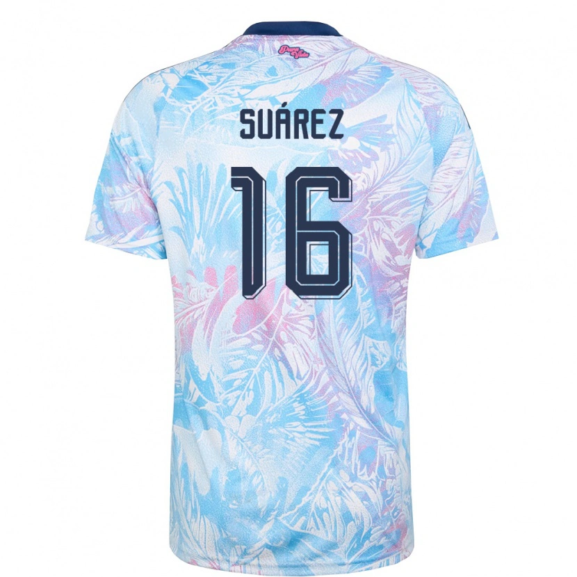 Danxen Mujer Camiseta Costa Rica Aaron Suarez #16 Azul Cielo Marino Rosa 2ª Equipación 26-28 La Camisa México