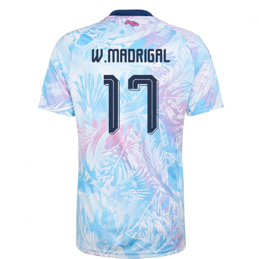 Danxen Mujer Camiseta Costa Rica Warren Madrigal #17 Azul Cielo Marino Rosa 2ª Equipación 26-28 La Camisa México