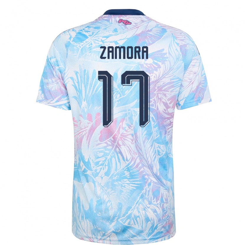 Danxen Mujer Camiseta Costa Rica Mariano Zamora #17 Azul Cielo Marino Rosa 2ª Equipación 26-28 La Camisa México