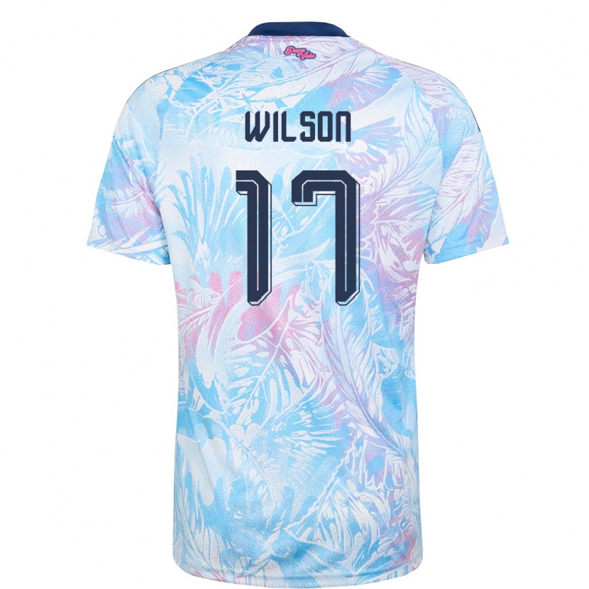 Danxen Mujer Camiseta Costa Rica Roan Wilson #17 Azul Cielo Marino Rosa 2ª Equipación 26-28 La Camisa México