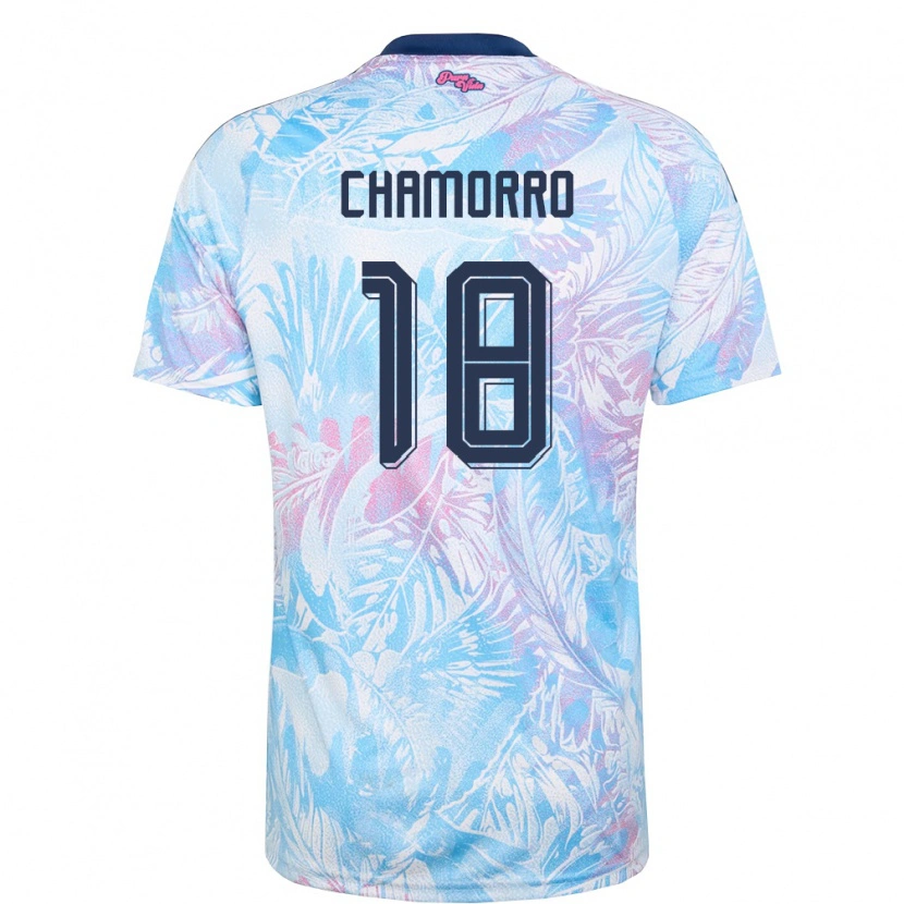 Danxen Mujer Camiseta Costa Rica Kevin Chamorro #18 Azul Cielo Marino Rosa 2ª Equipación 26-28 La Camisa México