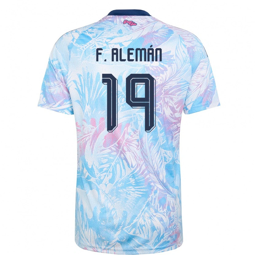 Danxen Mujer Camiseta Costa Rica Fabricio Aleman #19 Azul Cielo Marino Rosa 2ª Equipación 26-28 La Camisa México