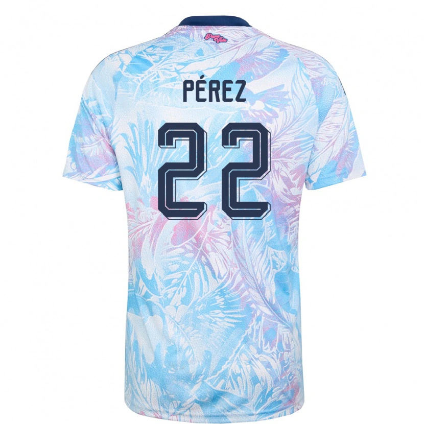 Danxen Mujer Camiseta Costa Rica Creichel Pérez #22 Azul Cielo Marino Rosa 2ª Equipación 26-28 La Camisa México
