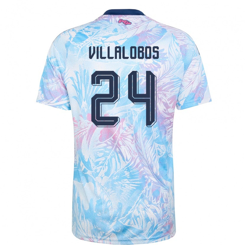 Danxen Mujer Camiseta Costa Rica Anthuan Villalobos #24 Azul Cielo Marino Rosa 2ª Equipación 26-28 La Camisa México
